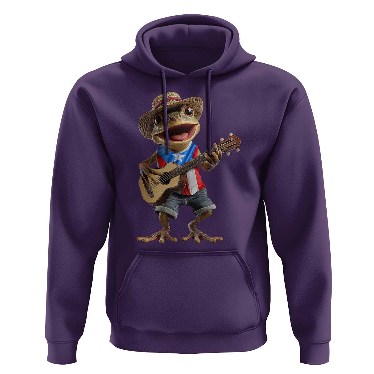 Puerto Rico Coqui Frog Puerto Rican Flag Taino Boricua Guitar Hoodie - Wonder Print Shop