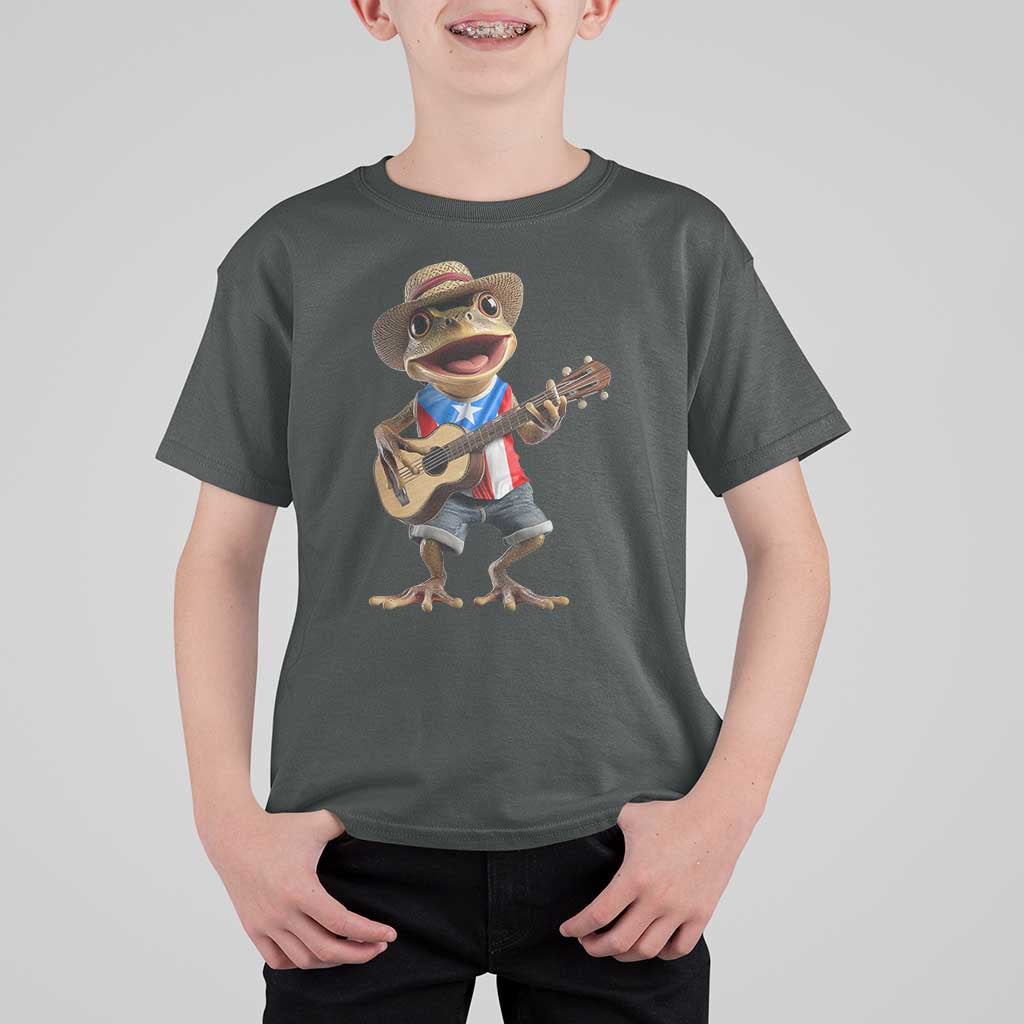Puerto Rico Coqui Frog Puerto Rican Flag Taino Boricua Guitar T Shirt For Kid - Wonder Print Shop