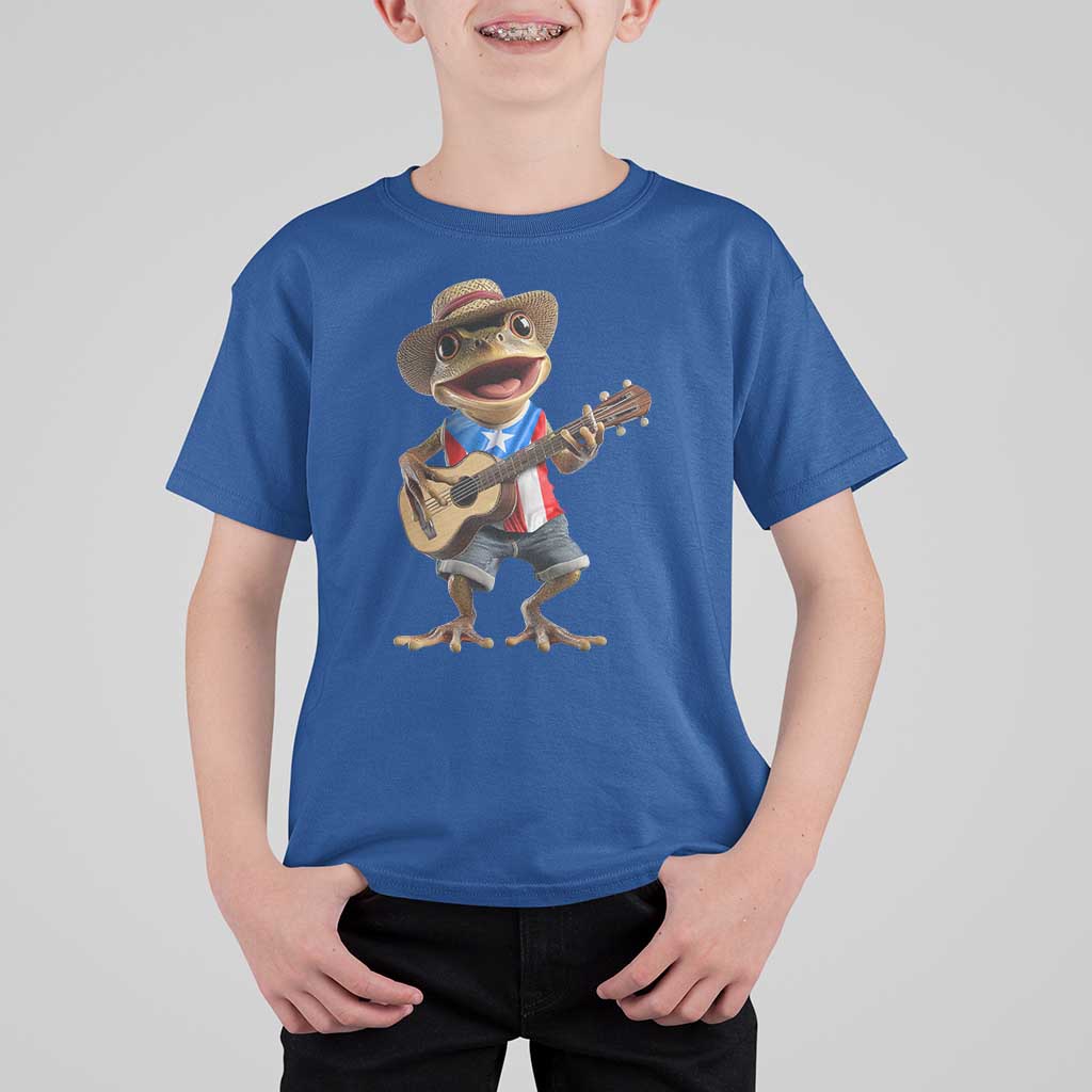 Puerto Rico Coqui Frog Puerto Rican Flag Taino Boricua Guitar T Shirt For Kid - Wonder Print Shop
