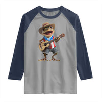 Puerto Rico Coqui Frog Puerto Rican Flag Taino Boricua Guitar Raglan Shirt - Wonder Print Shop