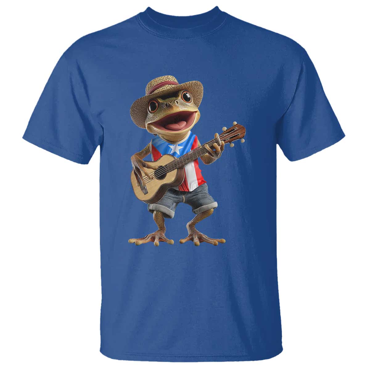 Puerto Rico Coqui Frog Puerto Rican Flag Taino Boricua Guitar T Shirt - Wonder Print Shop
