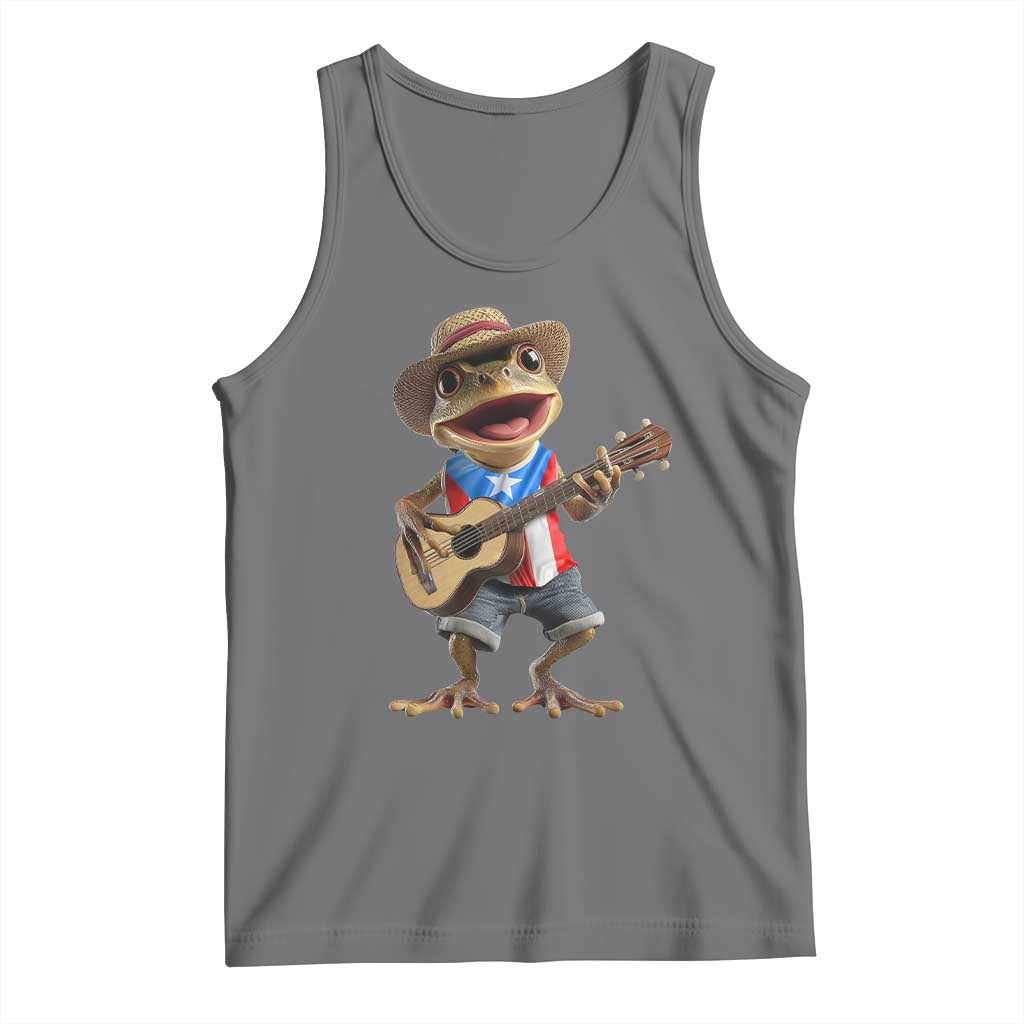 Puerto Rico Coqui Frog Puerto Rican Flag Taino Boricua Guitar Tank Top - Wonder Print Shop
