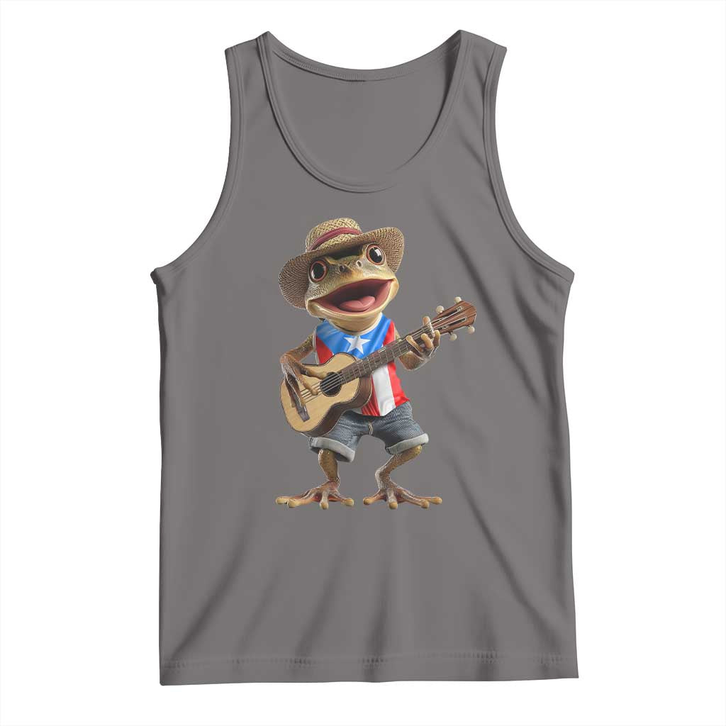 Puerto Rico Coqui Frog Puerto Rican Flag Taino Boricua Guitar Tank Top - Wonder Print Shop