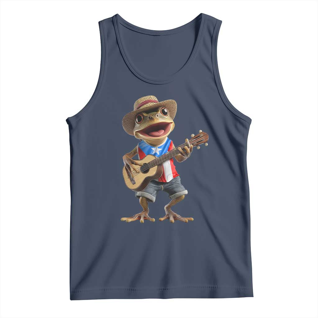 Puerto Rico Coqui Frog Puerto Rican Flag Taino Boricua Guitar Tank Top - Wonder Print Shop