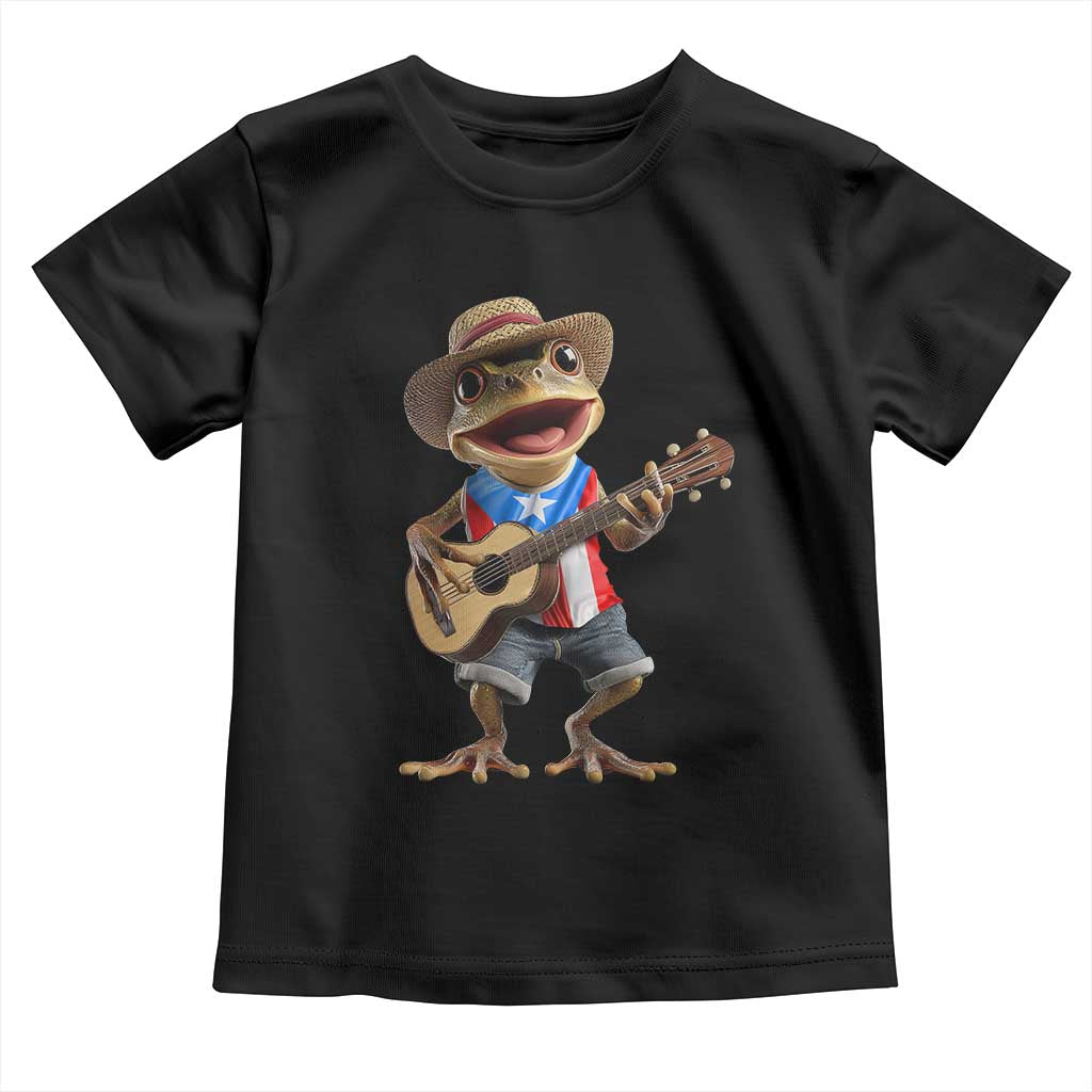 Puerto Rico Coqui Frog Puerto Rican Flag Taino Boricua Guitar Toddler T Shirt - Wonder Print Shop