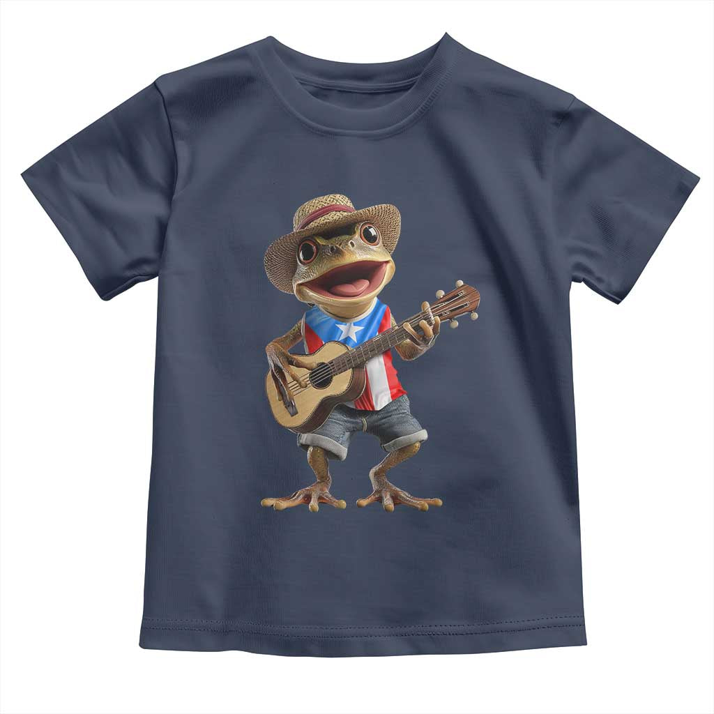 Puerto Rico Coqui Frog Puerto Rican Flag Taino Boricua Guitar Toddler T Shirt - Wonder Print Shop