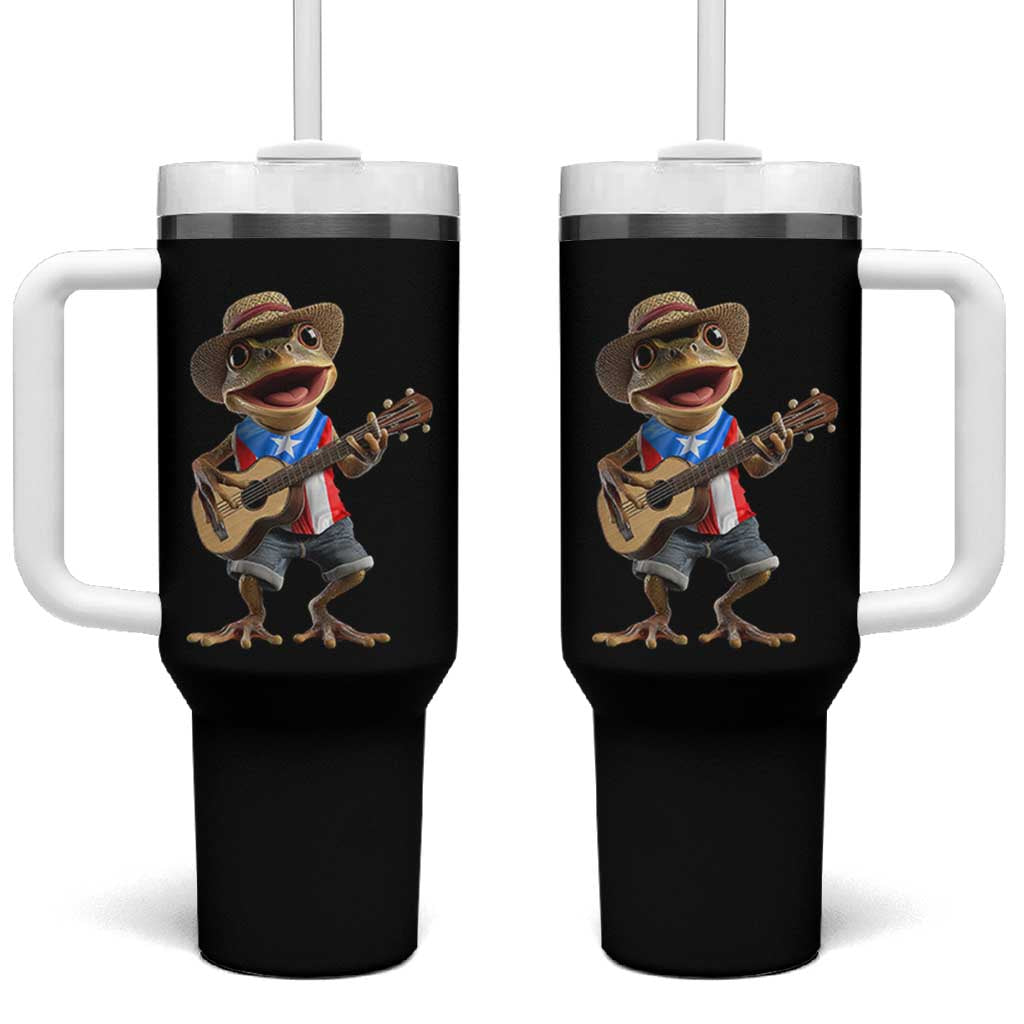 Puerto Rico Coqui Frog Puerto Rican Flag Taino Boricua Guitar Tumbler With Handle - Wonder Print Shop