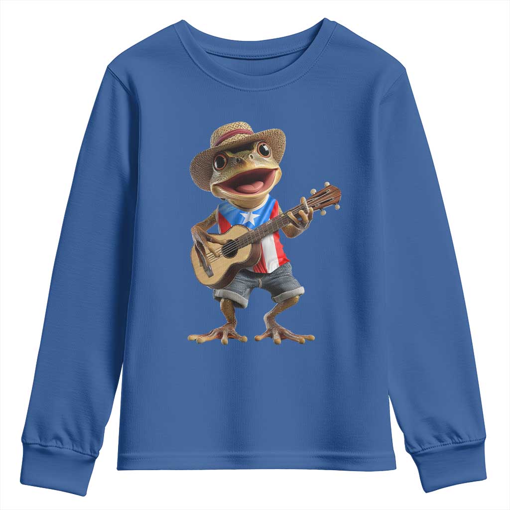 Puerto Rico Coqui Frog Puerto Rican Flag Taino Boricua Guitar Youth Sweatshirt - Wonder Print Shop