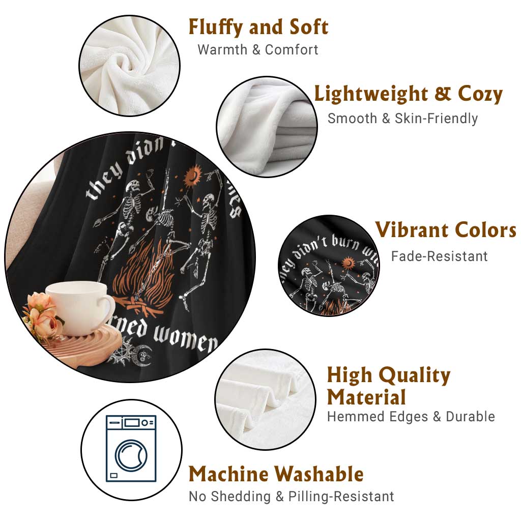 They Didnt Burn Witches They Burned Women Throw Blanket Feminist Witch Halloween - Wonder Print Shop