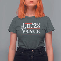 J.D Vance'28 T Shirt For Women US Presidential Election Vintage Stripes - Wonder Print Shop