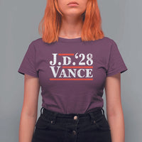 J.D Vance'28 T Shirt For Women US Presidential Election Vintage Stripes - Wonder Print Shop
