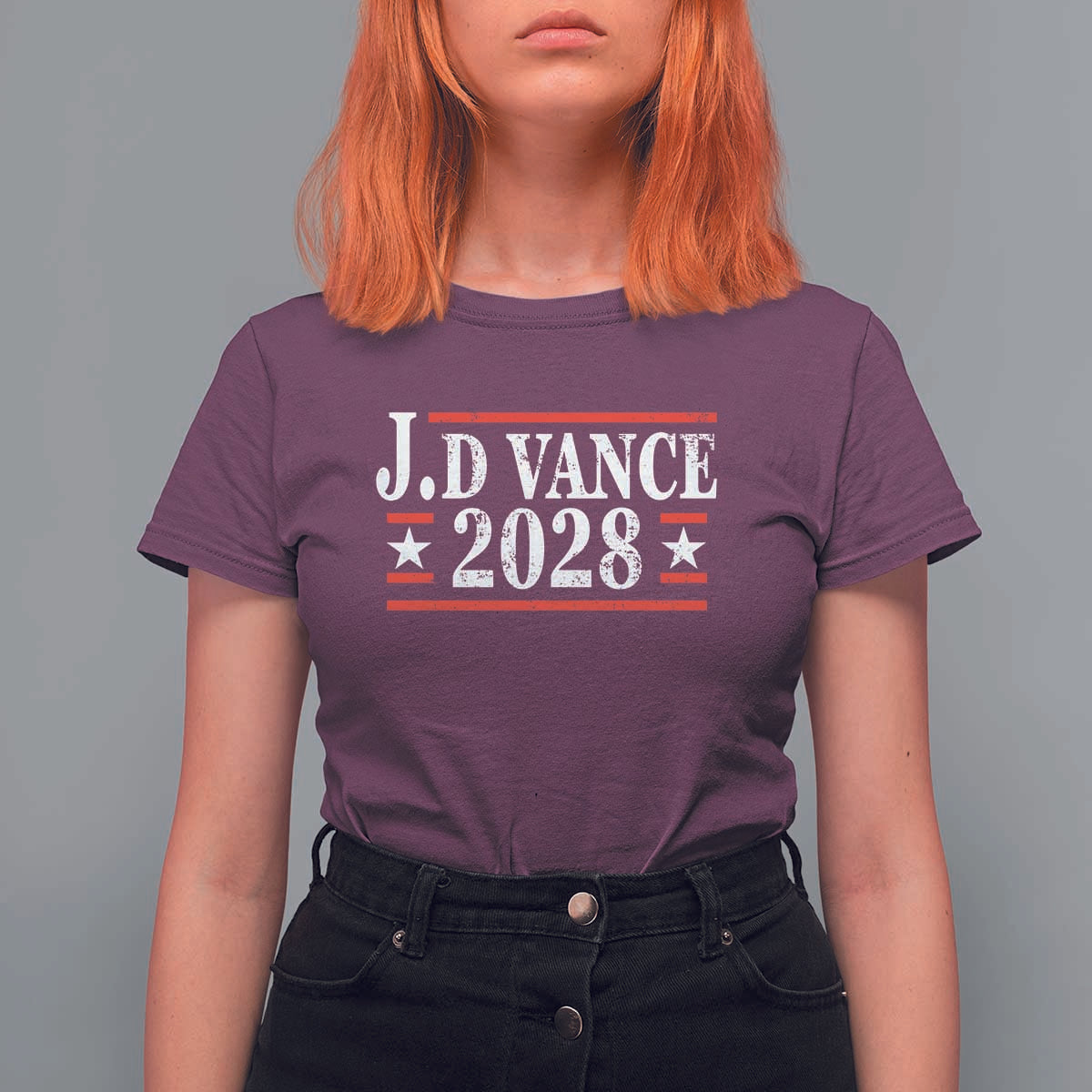 J.D Vance 2028 T Shirt For Women Vintage Striped Star - Wonder Print Shop