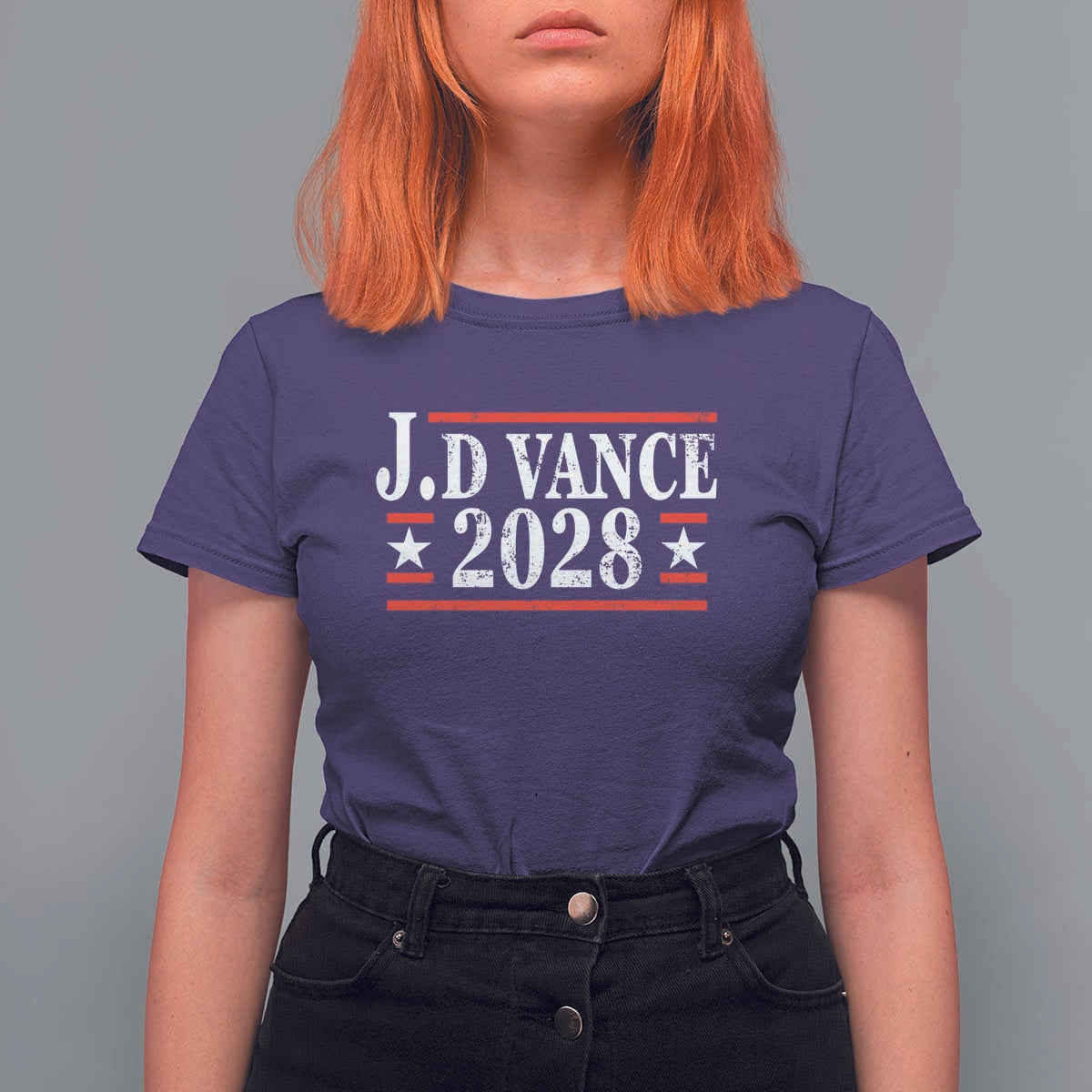 J.D Vance 2028 T Shirt For Women Vintage Striped Star - Wonder Print Shop