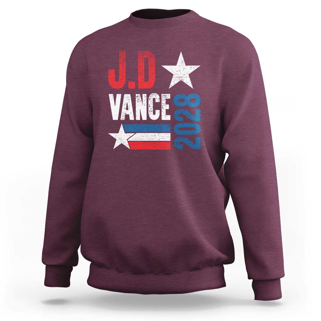 J.D Vance 2028 Sweatshirt Vintage US Presidential Election Star - Wonder Print Shop