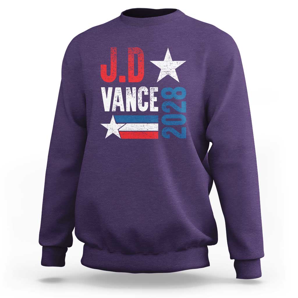 J.D Vance 2028 Sweatshirt Vintage US Presidential Election Star - Wonder Print Shop