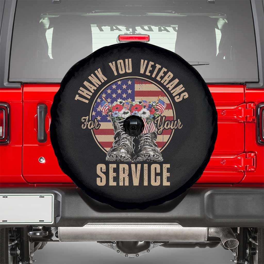 Veterans Spare Tire Cover Thank You Veterans For Your Service American Flag Combat Shoes
