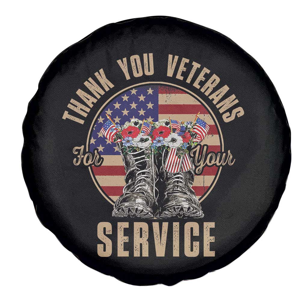 Veterans Spare Tire Cover Thank You Veterans For Your Service American Flag Combat Shoes