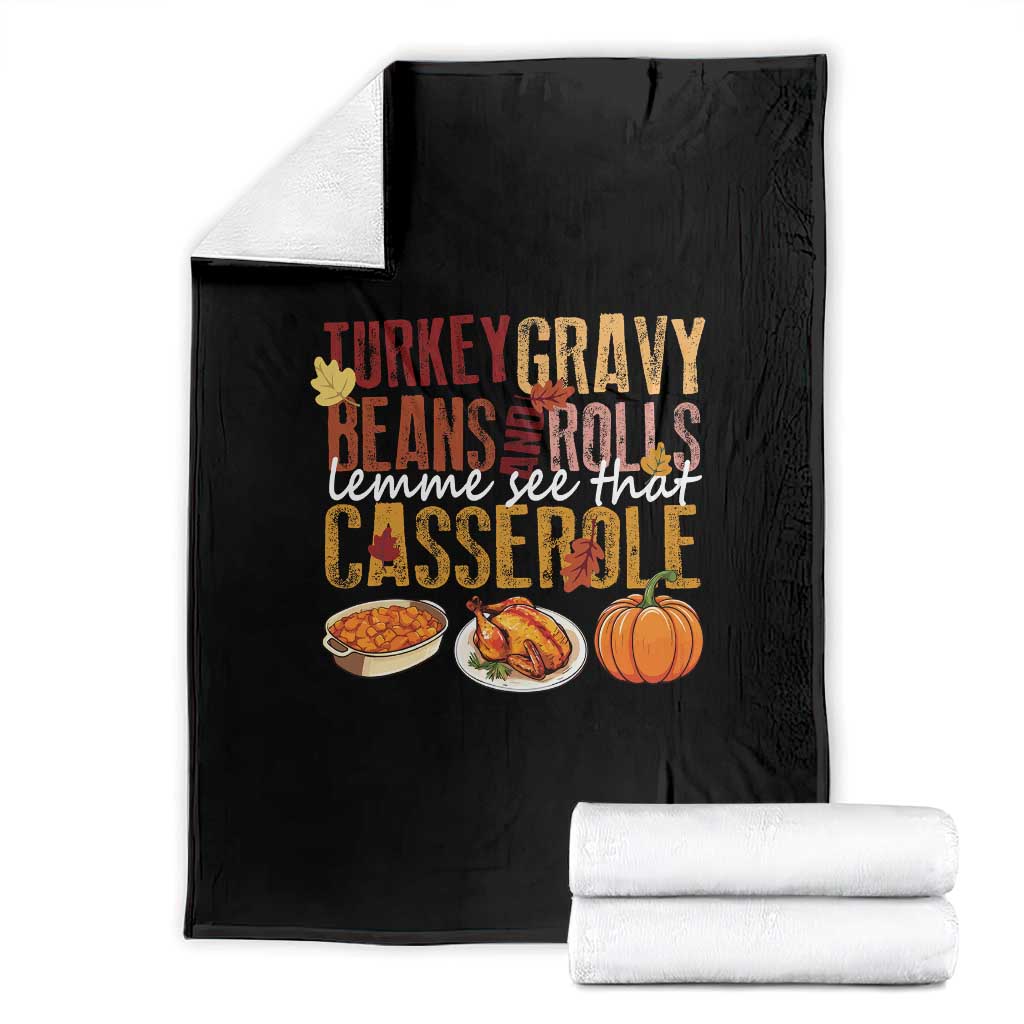 Thanksgiving Throw Blanket Turkey Gravy Beans And Rolls Lemme See That Casserole Foods - Wonder Print Shop