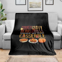 Thanksgiving Throw Blanket Turkey Gravy Beans And Rolls Lemme See That Casserole Foods - Wonder Print Shop