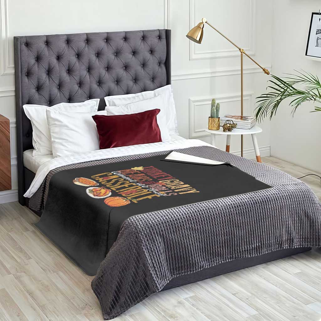 Thanksgiving Throw Blanket Turkey Gravy Beans And Rolls Lemme See That Casserole Foods - Wonder Print Shop