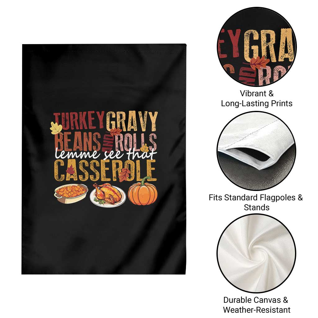 Thanksgiving Garden Flag Turkey Gravy Beans And Rolls Lemme See That Casserole Foods - Wonder Print Shop