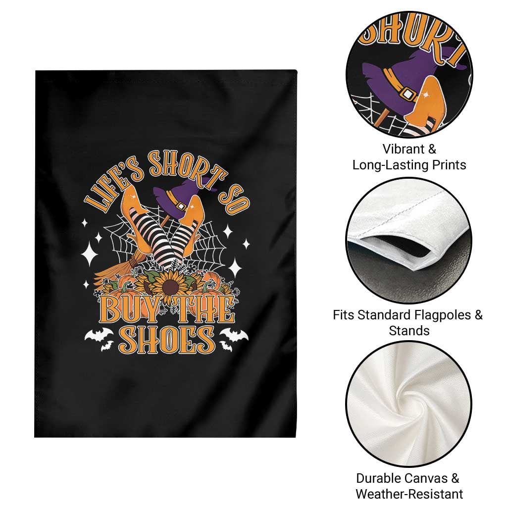 Halloween Witches Garden Flag Life's Short So Buy The Shoes Spider Web Fall Season - Wonder Print Shop