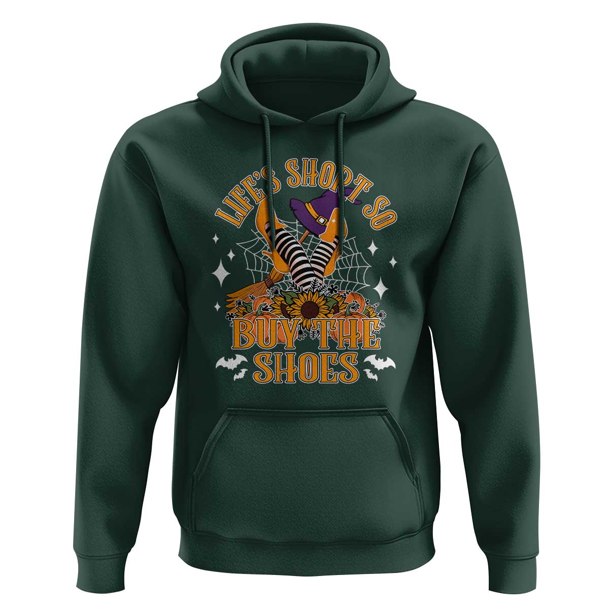 Halloween Witches Hoodie Life's Short So Buy The Shoes Spider Web Fall Season