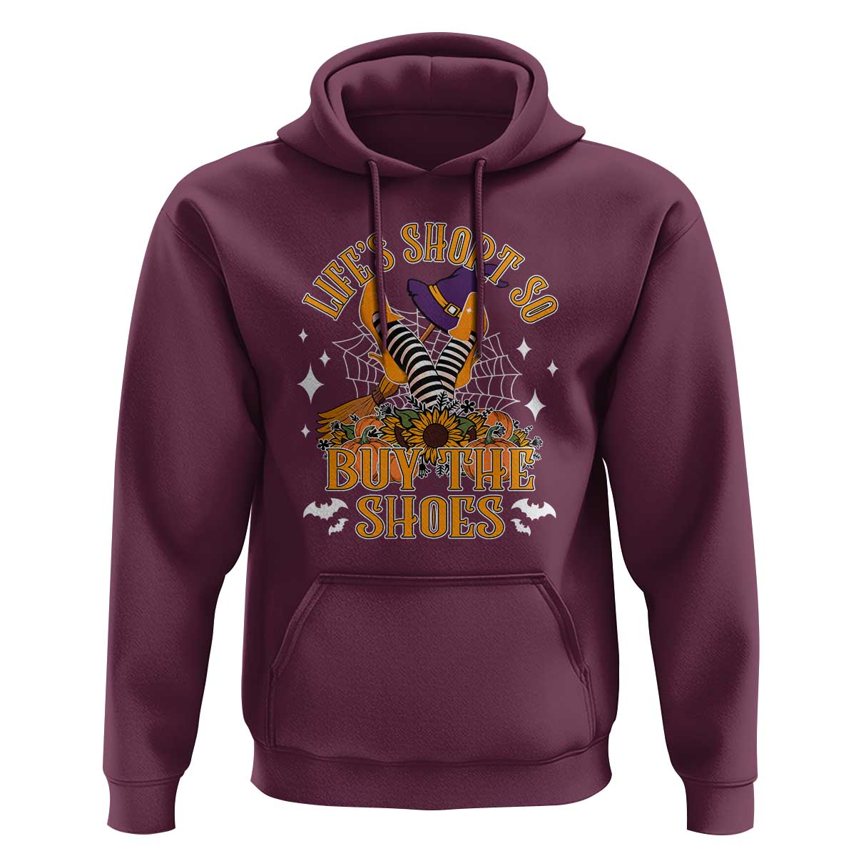 Halloween Witches Hoodie Life's Short So Buy The Shoes Spider Web Fall Season
