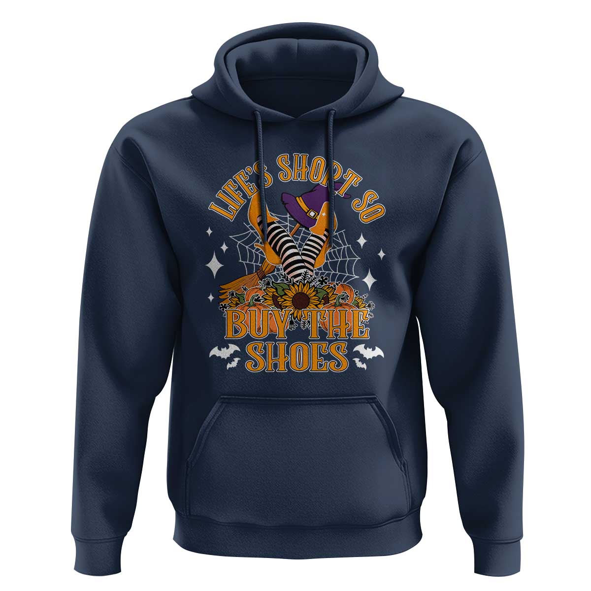 Halloween Witches Hoodie Life's Short So Buy The Shoes Spider Web Fall Season