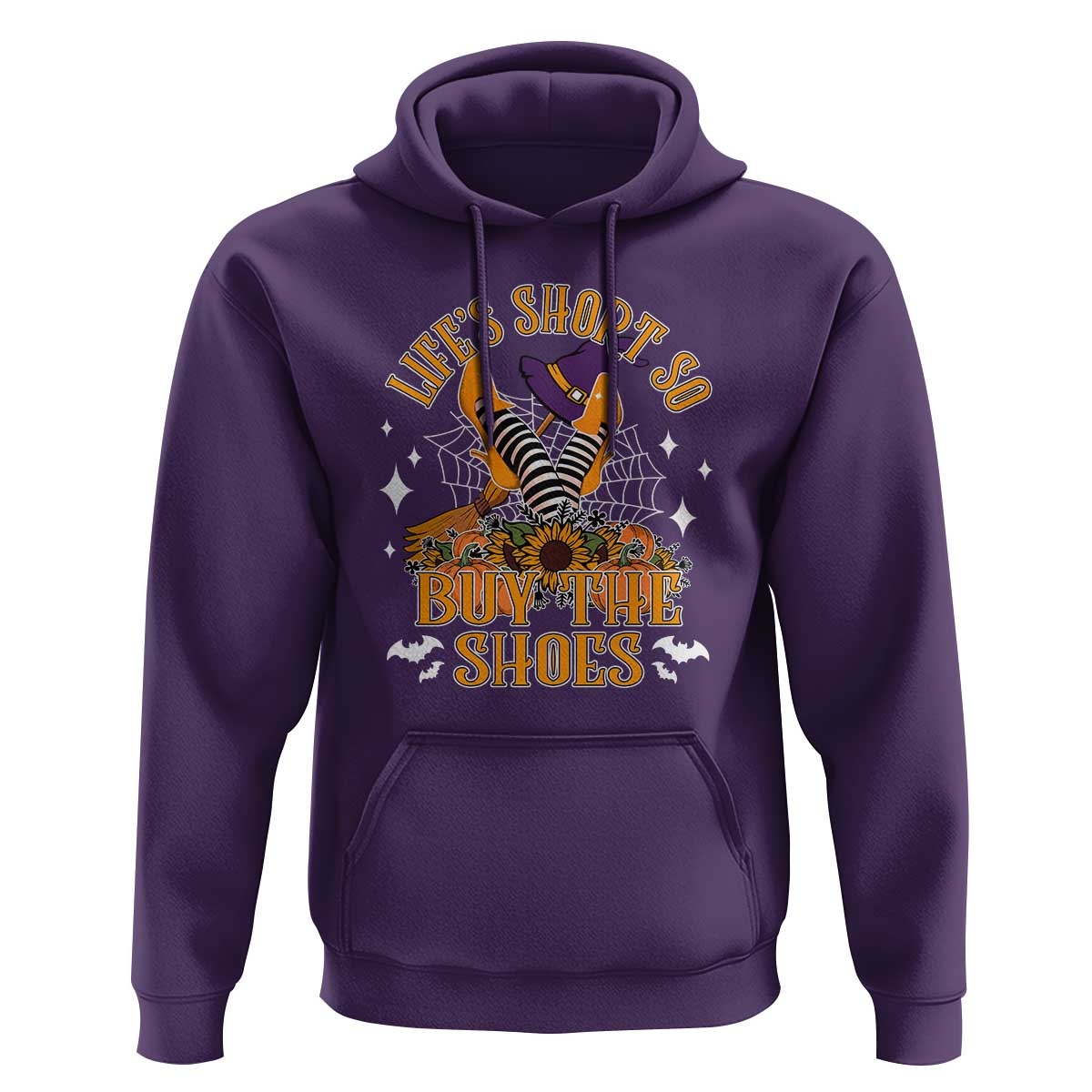 Halloween Witches Hoodie Life's Short So Buy The Shoes Spider Web Fall Season