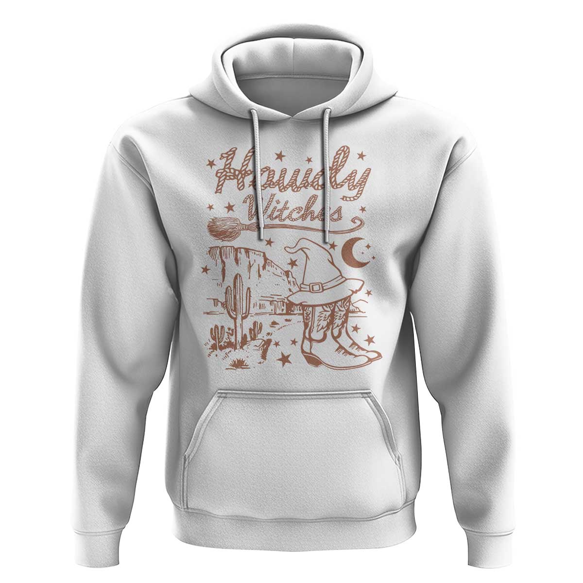Halloween Cowgirl Hoodie Howdy Witches Retro Cowboy Boots Witch Hat Broom