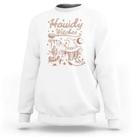 Halloween Cowgirl Sweatshirt Howdy Witches Retro Cowboy Boots Witch Hat Broom - Wonder Print Shop