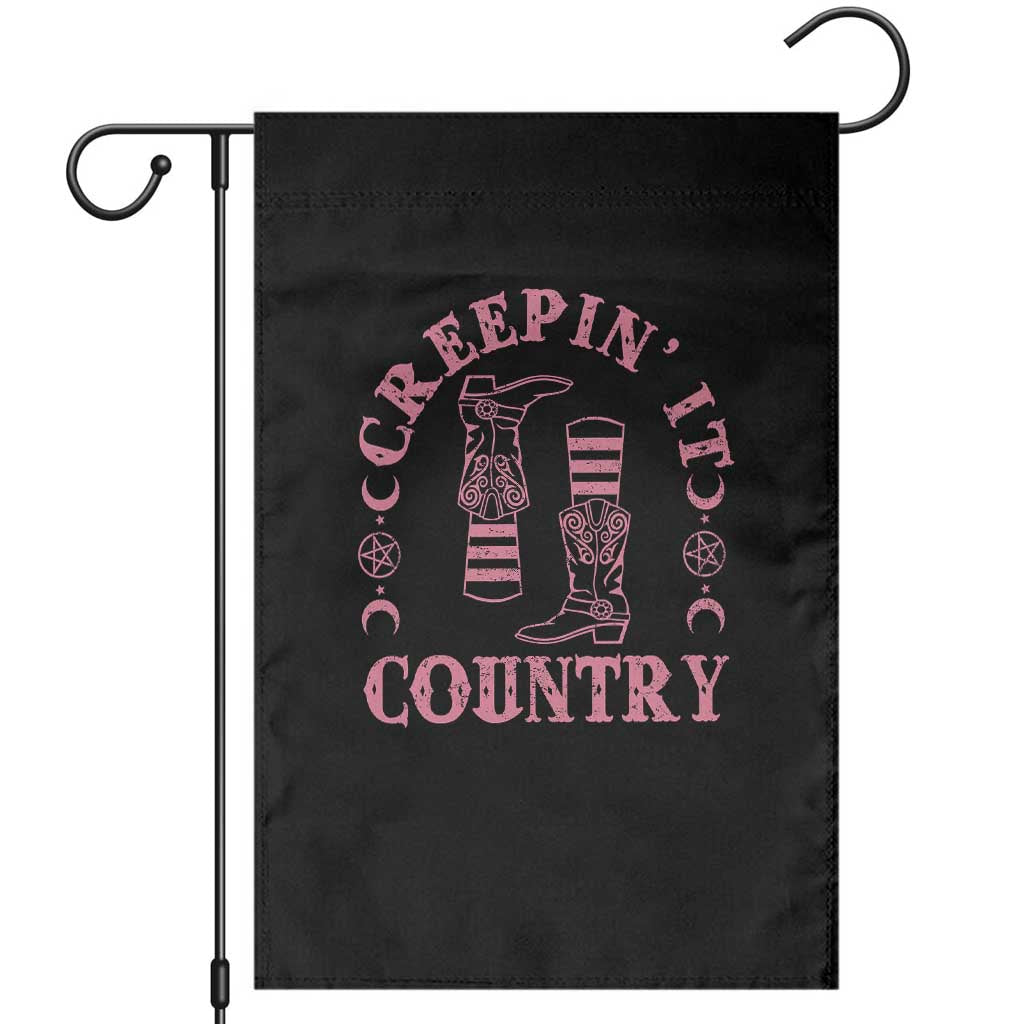 Halloween Cowgirl Garden Flag Creepin It Country Cowboy Boots Witch Socks Pentagram - Wonder Print Shop