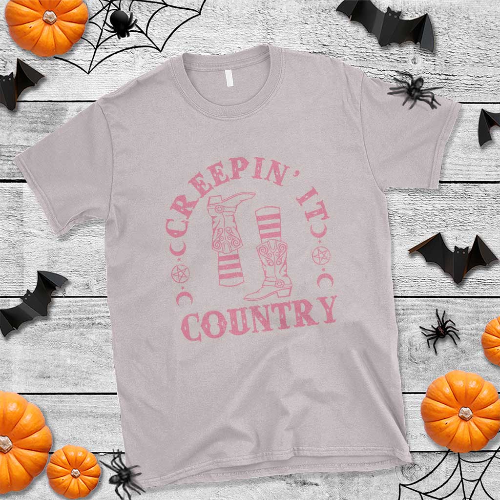 Halloween Cowgirl T Shirt Creepin It Country Cowboy Boots Witch Socks Pentagram - Wonder Print Shop