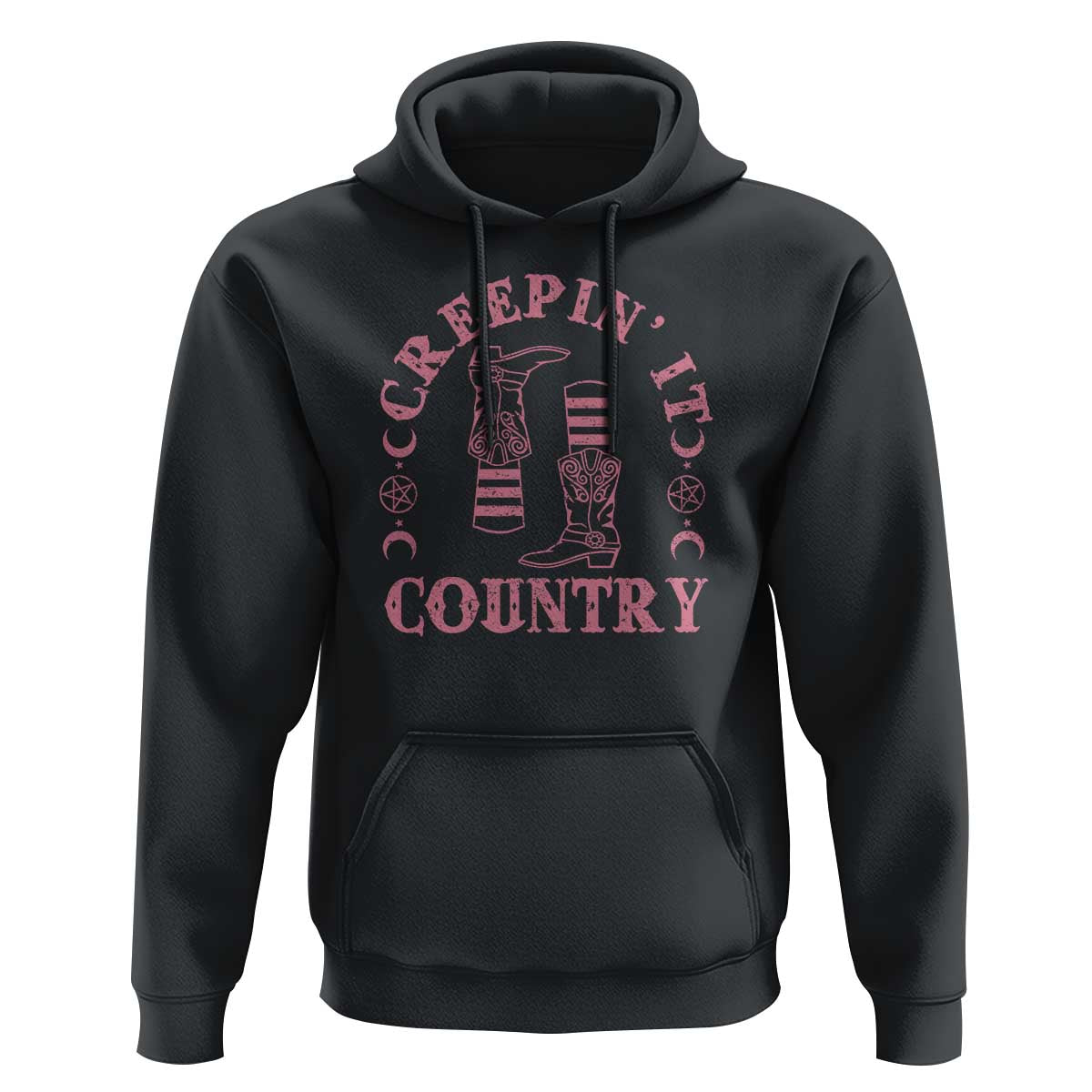 Halloween Cowgirl Hoodie Creepin It Country Cowboy Boots Witch Socks Pentagram