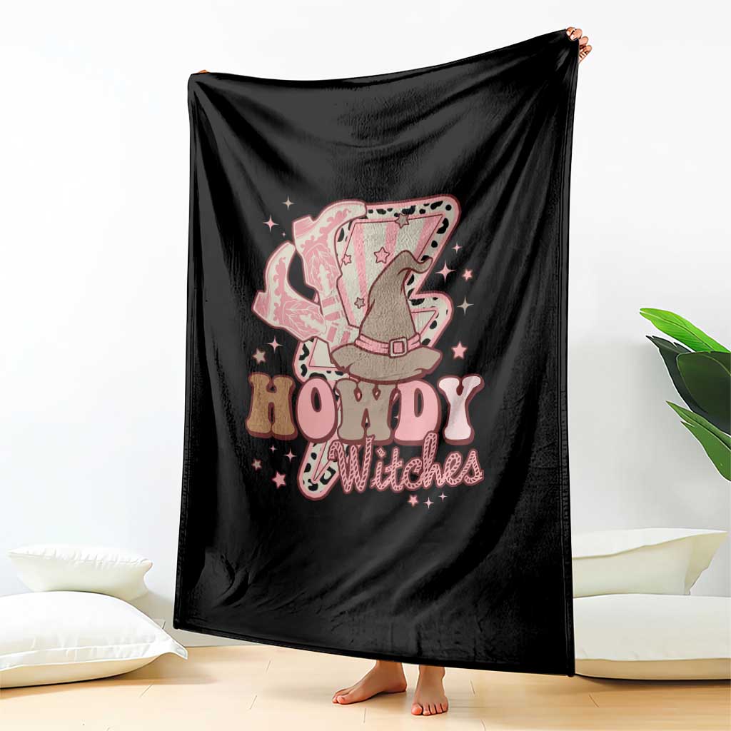 Halloween Cowgirl Throw Blanket Howdy Witches Cowboy Boots Witch Hat Thunder - Wonder Print Shop