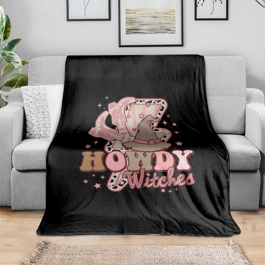 Halloween Cowgirl Throw Blanket Howdy Witches Cowboy Boots Witch Hat Thunder - Wonder Print Shop