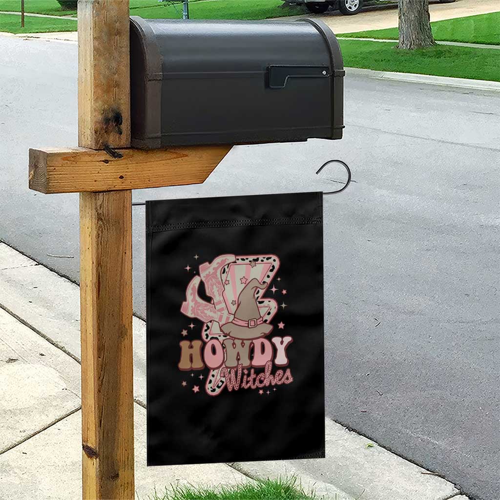 Halloween Cowgirl Garden Flag Howdy Witches Cowboy Boots Witch Hat Thunder - Wonder Print Shop