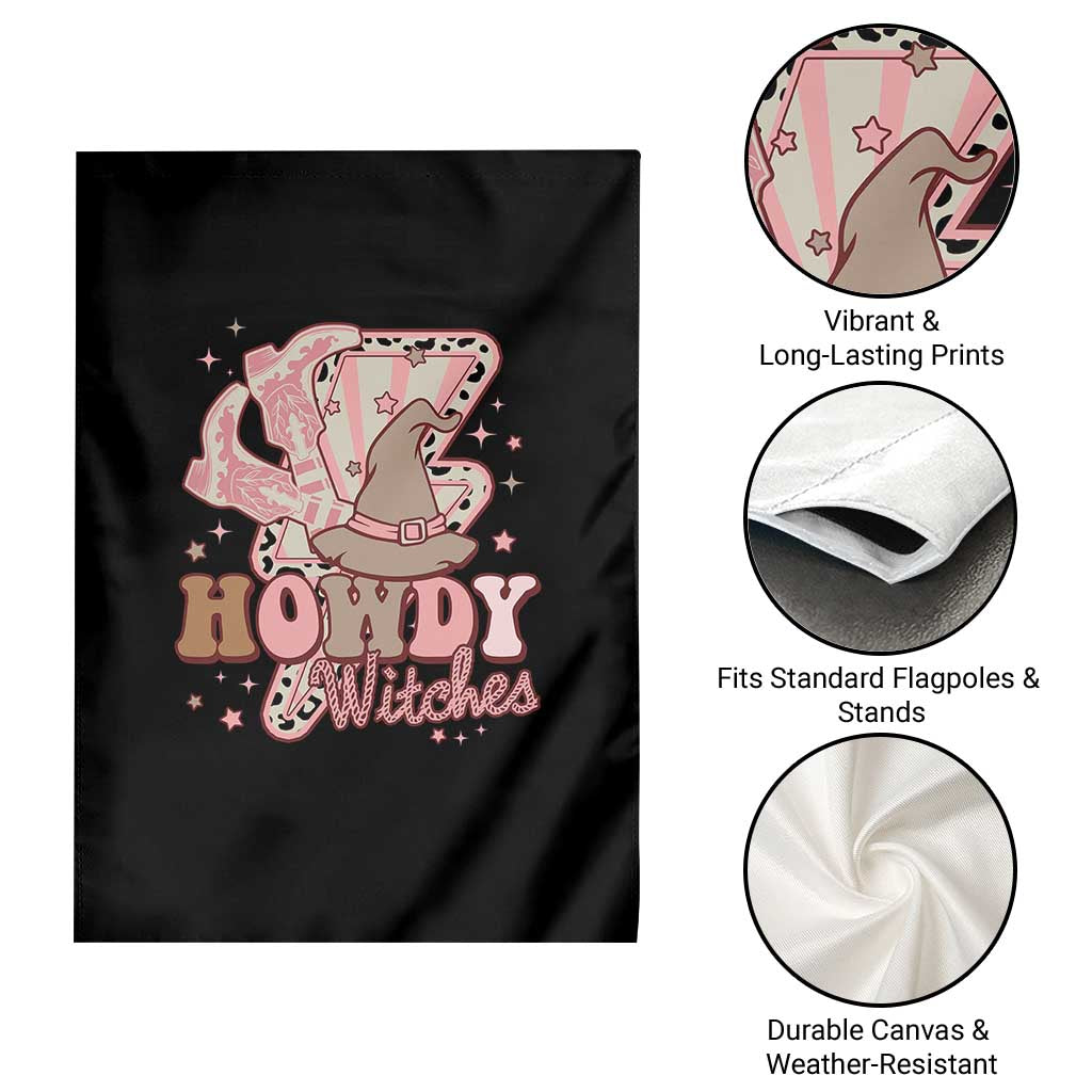Halloween Cowgirl Garden Flag Howdy Witches Cowboy Boots Witch Hat Thunder - Wonder Print Shop