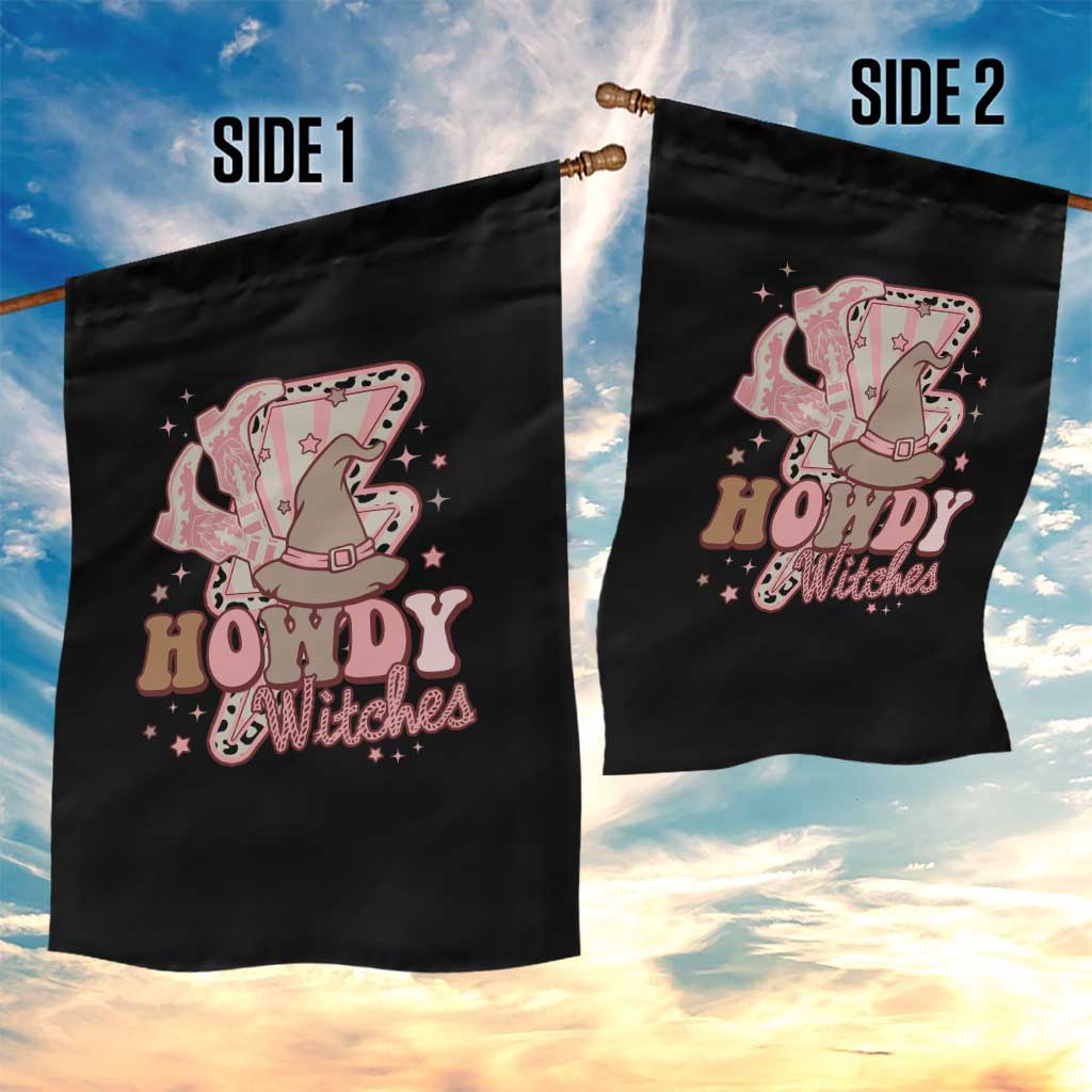 Halloween Cowgirl Garden Flag Howdy Witches Cowboy Boots Witch Hat Thunder - Wonder Print Shop
