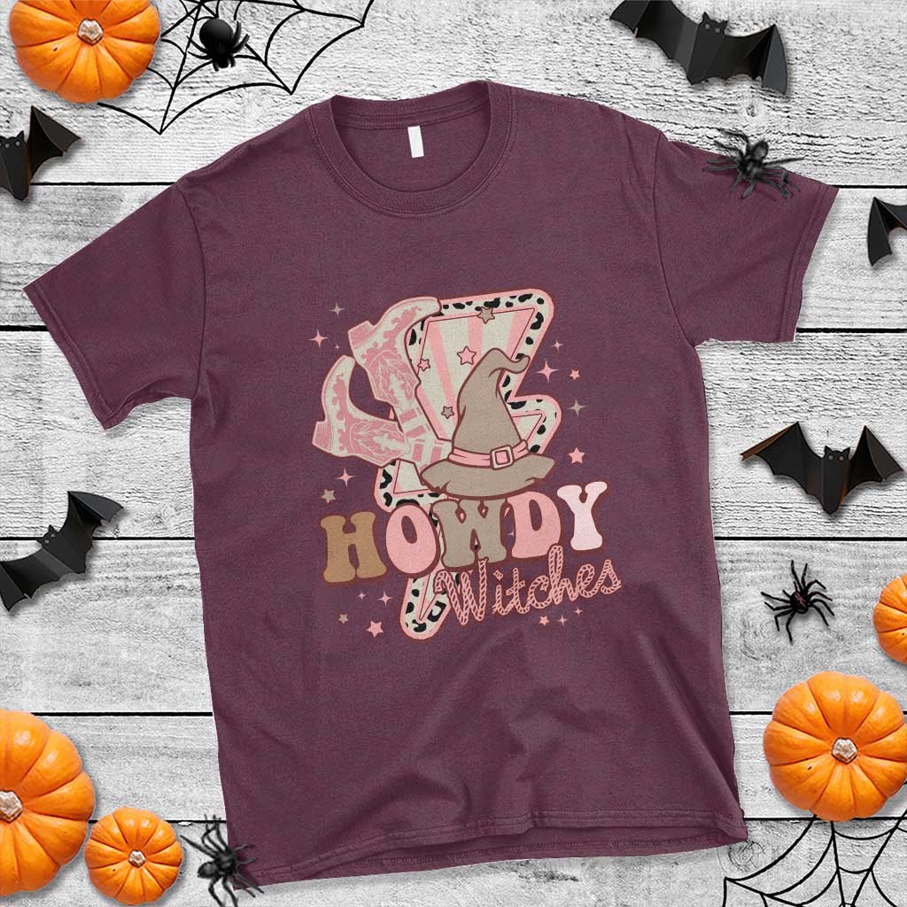 Halloween Cowgirl T Shirt Howdy Witches Cowboy Boots Witch Hat Thunder - Wonder Print Shop