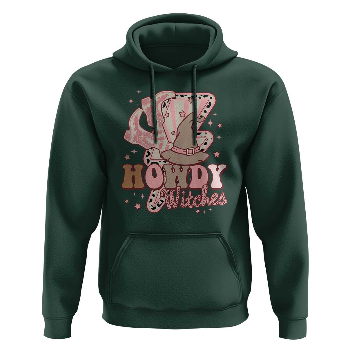 Halloween Cowgirl Hoodie Howdy Witches Cowboy Boots Witch Hat Thunder