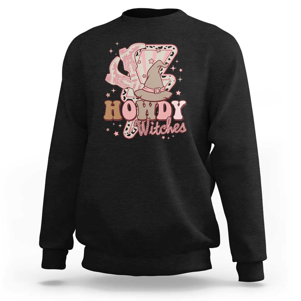 Halloween Cowgirl Sweatshirt Howdy Witches Cowboy Boots Witch Hat Thunder - Wonder Print Shop