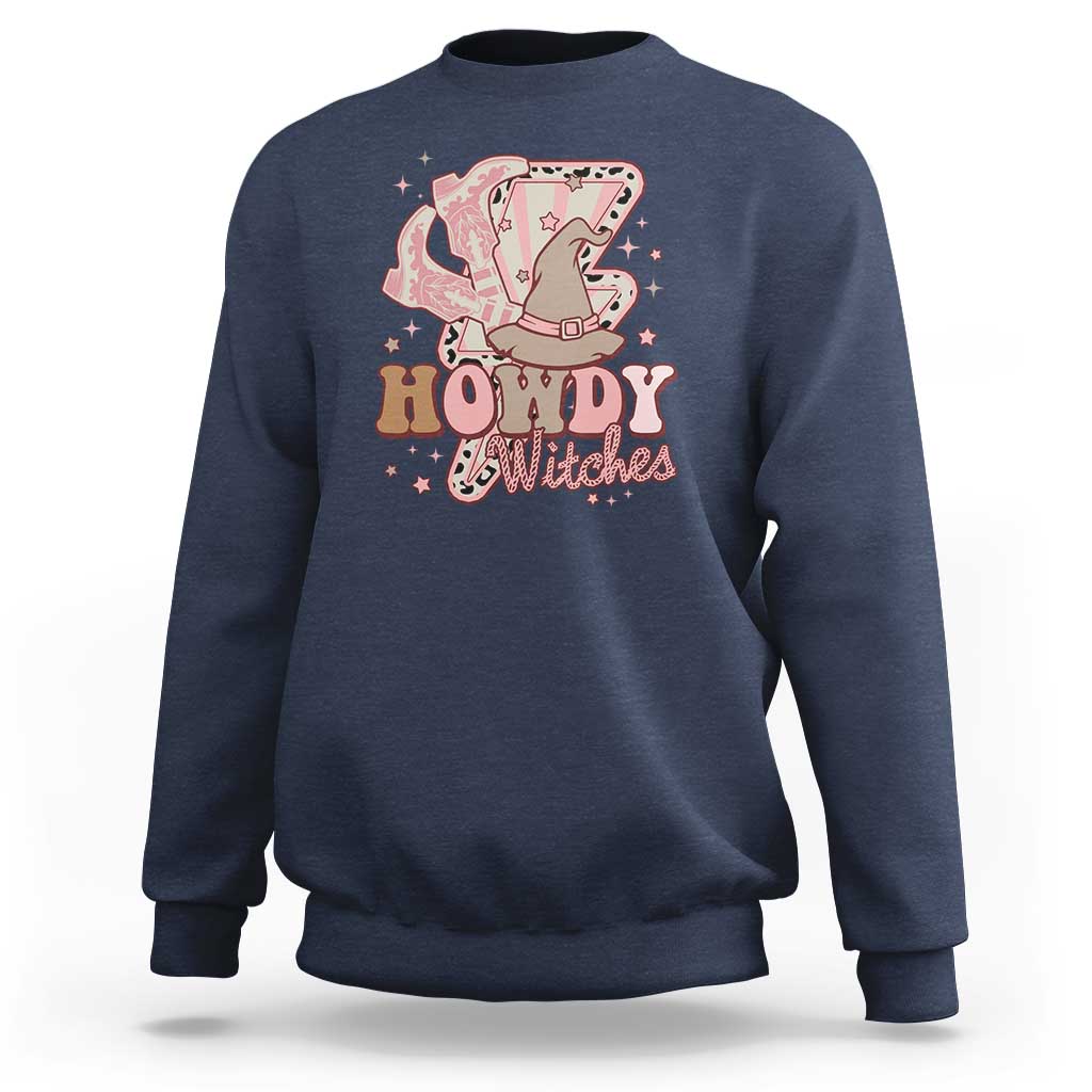 Halloween Cowgirl Sweatshirt Howdy Witches Cowboy Boots Witch Hat Thunder - Wonder Print Shop