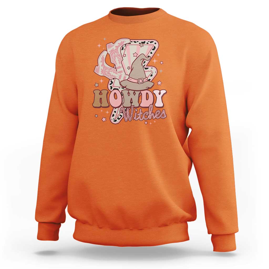 Halloween Cowgirl Sweatshirt Howdy Witches Cowboy Boots Witch Hat Thunder - Wonder Print Shop