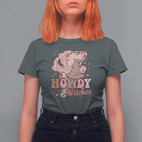 Halloween Cowgirl T Shirt For Women Howdy Witches Cowboy Boots Witch Hat Thunder - Wonder Print Shop