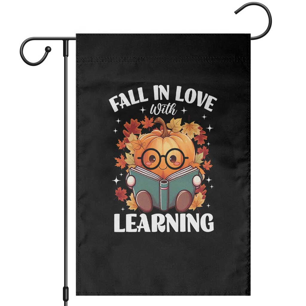 Funny Teacher Garden Flag Fall In Love With Learning Autumn Pumpkin Reading Thanksgiving Pumpkin - Wonder Print Shop