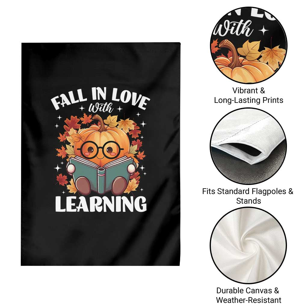 Funny Teacher Garden Flag Fall In Love With Learning Autumn Pumpkin Reading Thanksgiving Pumpkin - Wonder Print Shop