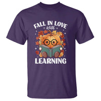 Funny Teacher T Shirt Fall In Love With Learning Autumn Pumpkin Reading Thanksgiving Pumpkin - Wonder Print Shop