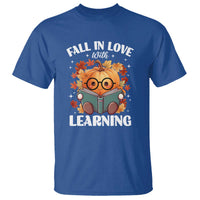 Funny Teacher T Shirt Fall In Love With Learning Autumn Pumpkin Reading Thanksgiving Pumpkin - Wonder Print Shop